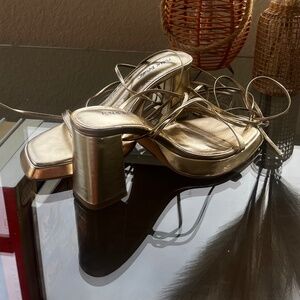 Gold Public Desire Block Heels